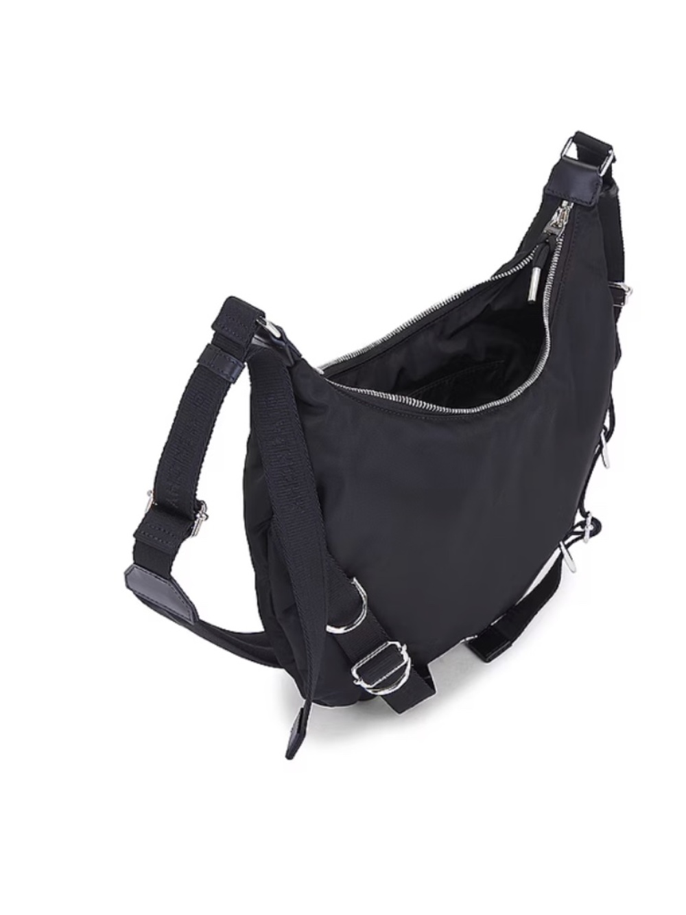 GIVENCHY Voyou Crossbody Bag Ripstop Black Nylon Silver Hardware Adj. Strap